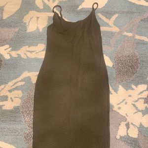 Ribbed olive green dress